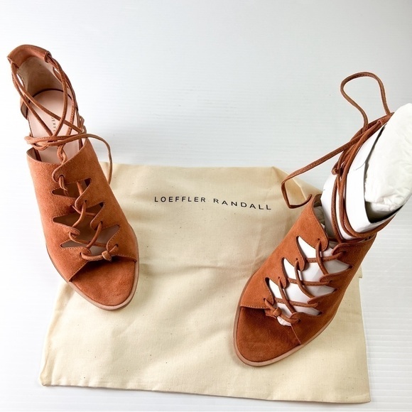 Loeffler Randall sandals womens 8 Helene Brown Lace-Up Split Suede Sandals - Picture 14 of 14